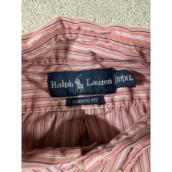 Ralph Lauren Men's Pink Striped Cotton‎ Dress Shirt 17 XL - Picture 3 of 7
